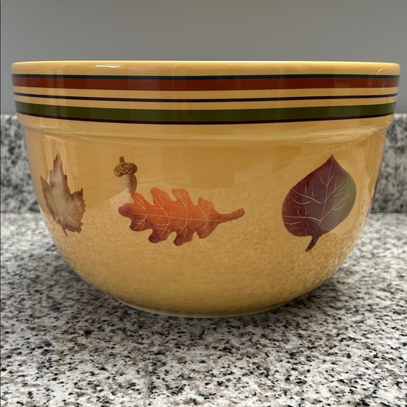 Harvest Autumn Leaf Design Fall Ceramic Large Mixing Bowl - Picture 3 of 7